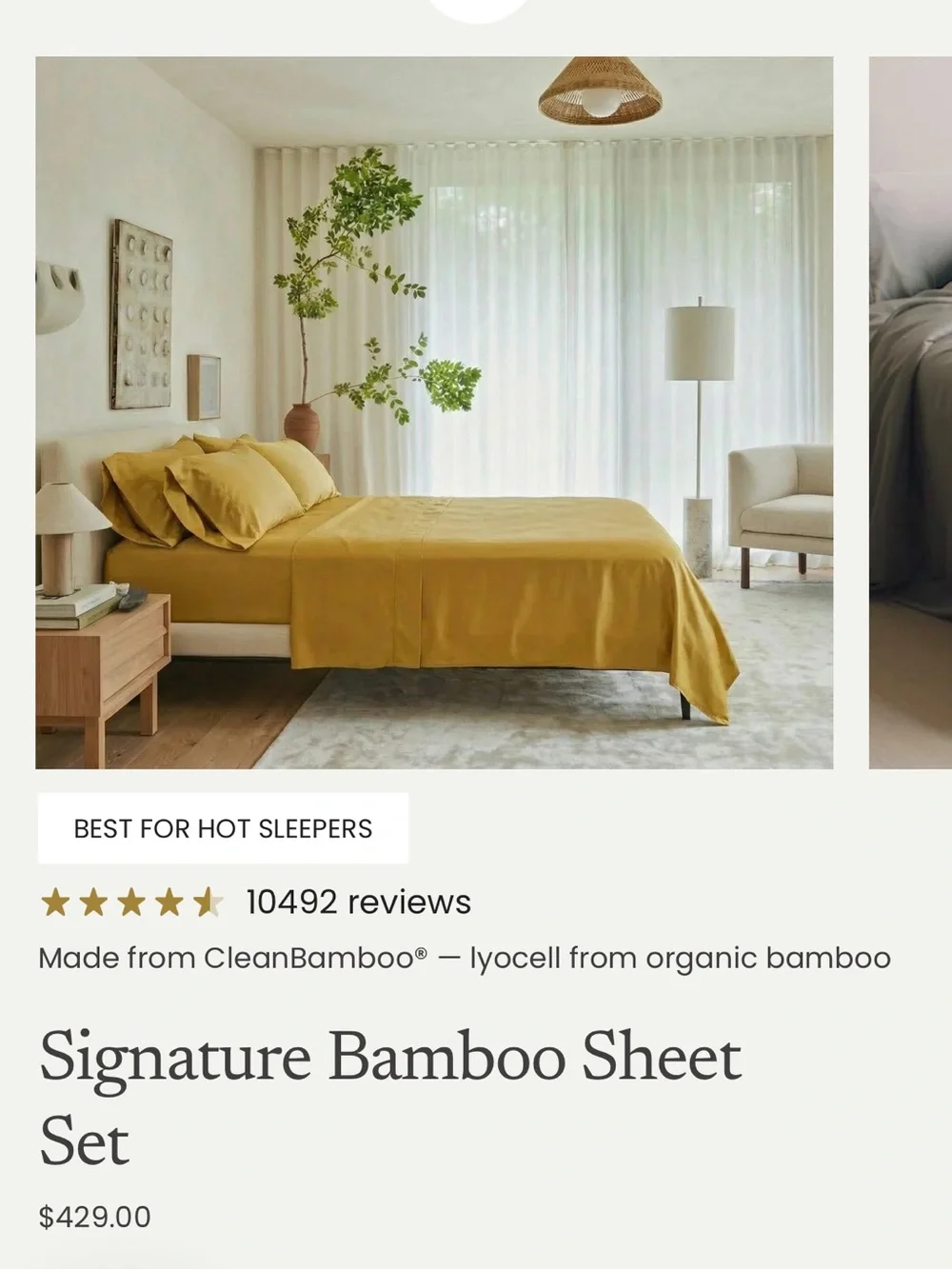 Ettitude Signature Bamboo Sheet Set - saffron - two king pillow cases included